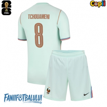Franța Aurelien Tchouameni #8 Echipament de Fotbal Replică Mondial 2026 Copii Deplasare (+ Șorturi)